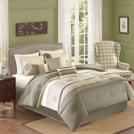 Better Homes and Gardens Jelissa 7-Piece Bedding Comforter Set, Beige