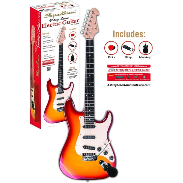 Spectrum AIL 78CFM Full Size Electric Guitar, Flamed Maple with Cherry Burst Finish