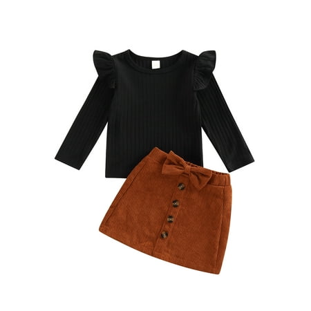 wybzd 1-6 Years Kids Baby Girl Ruffle Long Sleeve Knitted T-Shirt Blouse Corduroy Mini Skirt Dress Fall Winter Outfit Set Black
wybzd 1-6 Years Kids Baby Girl Ruffle Long Sleeve Knitted T-Shirt Blouse Corduroy Mini Skirt Dress Fall Winter Outfit Set Black