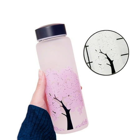 Homeex Summer Heat-changing Cherry Blossom Glass Cup Frosted 420ml