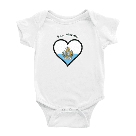 San Marino Flag Heart Love Funny Baby Bodysuit Boy Girl Clothes