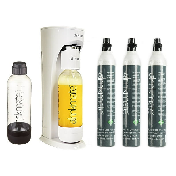 Drinkmate Sparkling Water and Soda Maker Bundle, Carbonates ANY Drink, Classic White