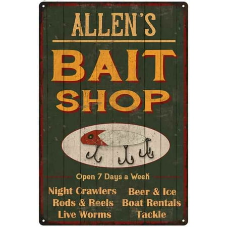 ALLEN'S Green Bait Shop Man Cave 8 x 12 High Gloss Metal 208120027117