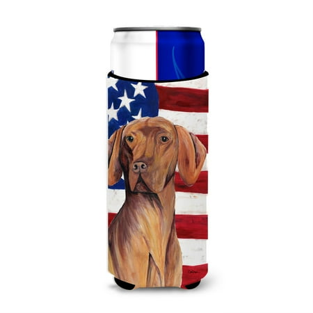 USA American Flag with Vizsla Ultra Beverage Insulators for slim cans SC9022MUK