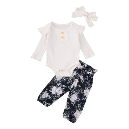 Canrulo Newborn Infant Baby Girl Clothes Fall Ruffle Long Sleeve Romper Bodysuit Floral Pants with Headband Outfits White 3-6 Months
Canrulo Newborn Infant Baby Girl Clothes Fall Ruffle Long Sleeve Romper Bodysuit Floral Pants with Headband Outfits White 3-6 Months