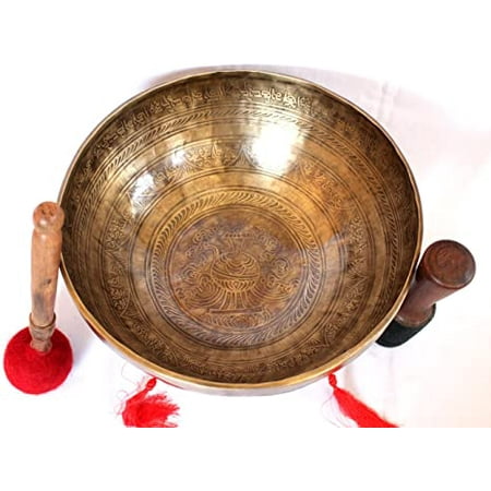 28 Cm Inside Mantras And Symbol Carved Himalayan Singing Bowl