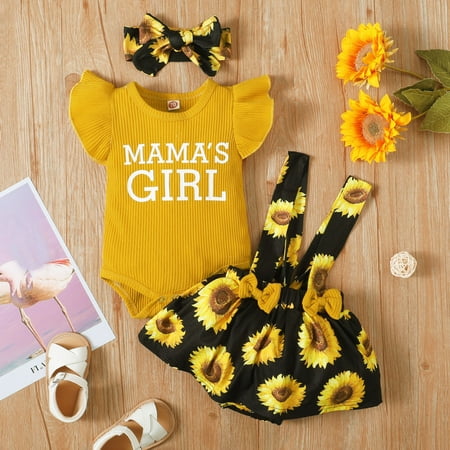 Dresses For Girls Baby Girl Letter Print Fly Sleeve Ribbed O Neck Romper+Floral Suspender Skirts+Bowknot Headband 3PCS
Dresses For Girls Baby Girl Letter Print Fly Sleeve Ribbed O Neck Romper+Floral Suspender Skirts+Bowknot Headband 3PCS