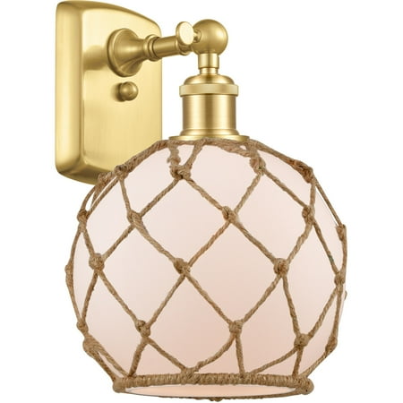 Satin Gold Tone Wall Sconces 8 Wide Steel/Cast Brass/Glass Medium Base 1 Light Fixture
Satin Gold Tone Wall Sconces 8 Wide Steel/Cast Brass/Glass Medium Base 1 Light Fixture