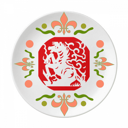Paper-cut Horse Animal China Zodiac Flower Ceramics Plate Tableware Dinner Dish