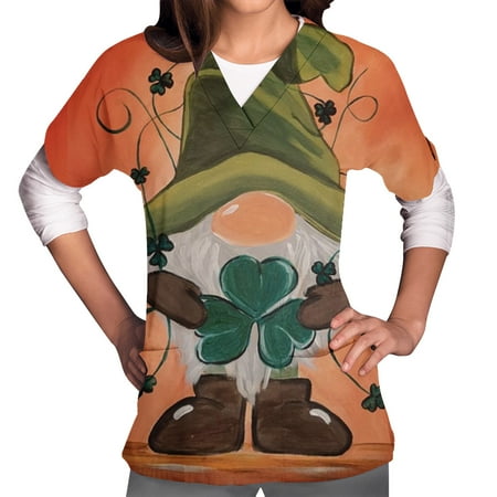 Hfyihgf St Patricks Day Scrub Tops for Women Short Sleeve Nursing Uniform with Pocket V-Neck Funny Gnomes Print Workwear Shirts(Orange S)
Hfyihgf St Patricks Day Scrub Tops for Women Short Sleeve Nursing Uniform with Pocket V-Neck Funny Gnomes Print Workwear Shirts(Orange S)