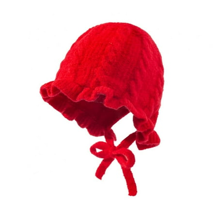 Cute Ruffled Lace Autumn And Winter Children S Hat Knitted Hat 0-4 Years Old Infant Warm Hat Ear Protection