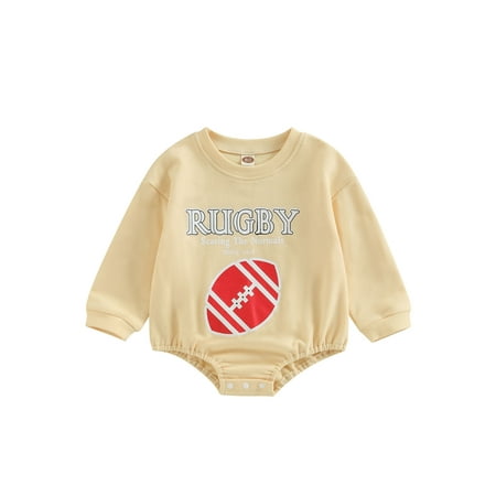 Baby Boys Girls Clothes Long Sleeve Crewneck Rugby Letters Print Sweatshirt Romper Oversized Fall Winter Bodysuit
Baby Boys Girls Clothes Long Sleeve Crewneck Rugby Letters Print Sweatshirt Romper Oversized Fall Winter Bodysuit