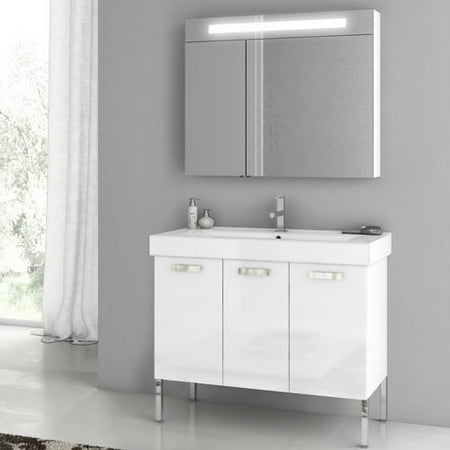 ACF by Nameeks ACF C06-GW Cubical 37-in. Single Bathroom Vanity Set - Glossy White