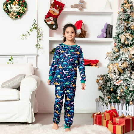 JUNBYONE Parent-child Family Set Home Printed PAJAMAS Two-piece Set