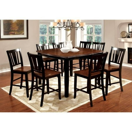 Furniture of America Lohman 9 Piece Counter Height Dual-Tone Dining Table Set