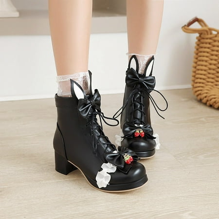 Christmas Womens Shoes Fashion Solid Color Round Toe Middle Heel Thick Heel Lace Up Buckle Large Boots
Christmas Womens Shoes Fashion Solid Color Round Toe Middle Heel Thick Heel Lace Up Buckle Large Boots