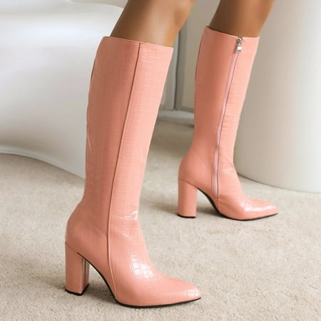 ERTUTUYI Ladies Autumn And Winter Fashion Handsome Solid Color Stone Pattern Square And Thick Heel Pointed Toe Comfortable Side Zipper Boots Pink 42
ERTUTUYI Ladies Autumn And Winter Fashion Handsome Solid Color Stone Pattern Square And Thick Heel Pointed Toe Comfortable Side Zipper Boots Pink 42