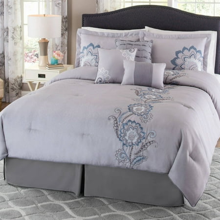 Better Homes and Gardens Darma 7-Piece Floral Embroidered Bedding Comforter Set