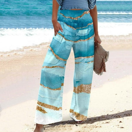 fnhpitd High Waist Wide Leg Palazzo Lounge Prints Pants For Women Smocked Elastic Waist Loose Comfy Casual Pajama Pants Pockets
fnhpitd High Waist Wide Leg Palazzo Lounge Prints Pants For Women Smocked Elastic Waist Loose Comfy Casual Pajama Pants Pockets
