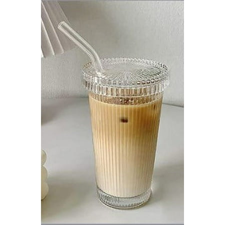 NUOLUX Striped Cup Glass Cup Reusable Water Cup Glass Coffee Drinking Cup with Lid and Straw
NUOLUX Striped Cup Glass Cup Reusable Water Cup Glass Coffee Drinking Cup with Lid and Straw