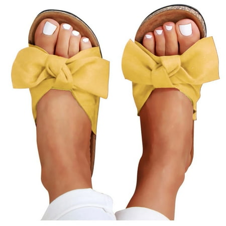 Womens Sandals Women Fashion Bow Tie Flat Thick Bottom Heel Sandals Slipper Beach Shoes Women S Sandals Flock Yellow 43
Womens Sandals Women Fashion Bow Tie Flat Thick Bottom Heel Sandals Slipper Beach Shoes Women S Sandals Flock Yellow 43