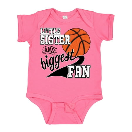 Inktastic Little Sister and Biggest Fan- Basketball Player Gift Baby Girl Bodysuit