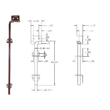National Black Cane Bolt Adjustable ~ 1/2 x 18