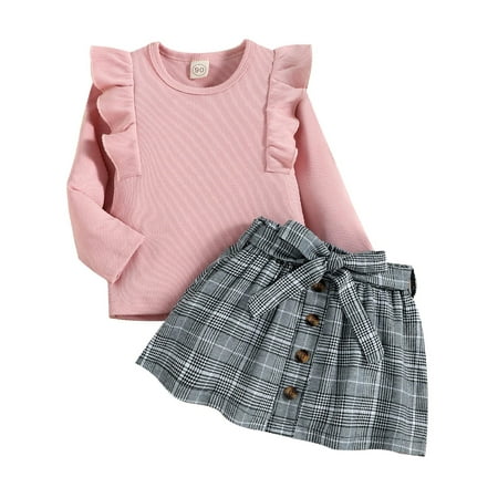 PBaeM Baby Toddler Girls 12M-5T Long Sleeve Ruffle Sweater Bow Belted Button Skirts Knit Fabric 3Pcs Outfit Sets
PBaeM Baby Toddler Girls 12M-5T Long Sleeve Ruffle Sweater Bow Belted Button Skirts Knit Fabric 3Pcs Outfit Sets