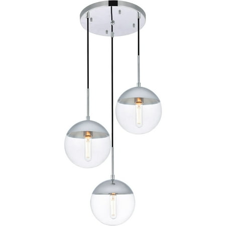 Chrome Tone Finish Pendants 18 Wide Clear Round Glass Shade Metal/Glass Material E26 Medium 3 Light Fixture 
Chrome Tone Finish Pendants 18 Wide Clear Round Glass Shade Metal/Glass Material E26 Medium 3 Light Fixture