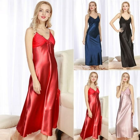 Caitzr Women s Satin Silk Long Sleepwear Pajamas Nightdress Lingerie Nightwear Dress 
Caitzr Women s Satin Silk Long Sleepwear Pajamas Nightdress Lingerie Nightwear Dress
