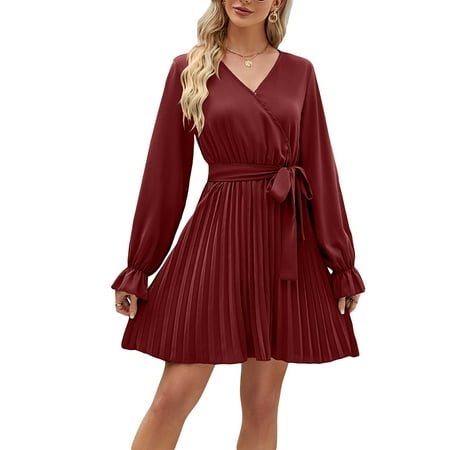 Liacowi Women s Autumn Casual Pregnancy Dress Solid Color Long Sleeve V Neck Pleated Dress with Belt
Liacowi Women s Autumn Casual Pregnancy Dress Solid Color Long Sleeve V Neck Pleated Dress with Belt