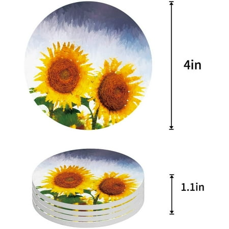 ZHANZZK Sunflower Set of 4 Round Coaster for Drinks Absorbent Ceramic Stone Coasters Cup Mat with Cork Base for Home Kitchen Room Coffee Table Bar Decor
ZHANZZK Sunflower Set of 4 Round Coaster for Drinks Absorbent Ceramic Stone Coasters Cup Mat with Cork Base for Home Kitchen Room Coffee Table Bar Decor