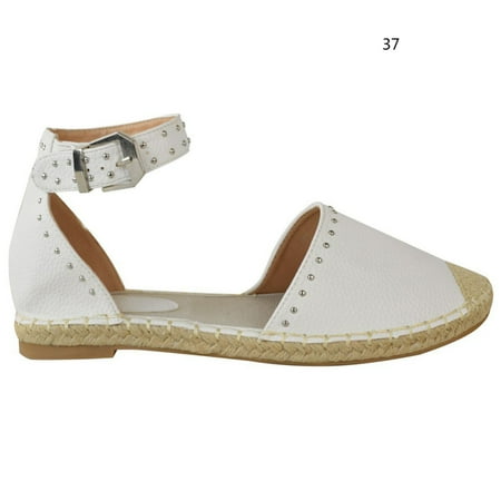 Women Flat Shoes Rivets Decor Soft Breathable Lightweight Shoes for Summer 37