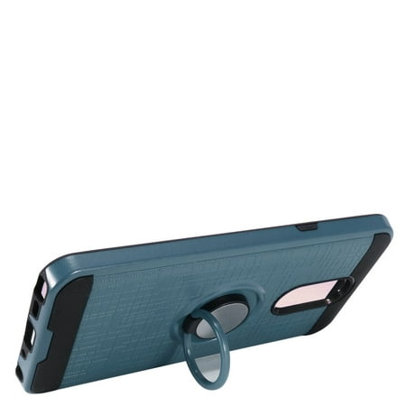 [해외] MUNDAZE Blue Brushed Ring Stand Magnetic Ready Case For LG Stylo 4 Phone