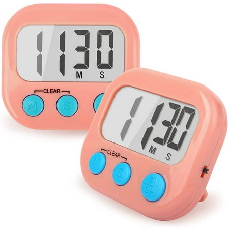 

2PC Digital Kitchen Timer - Stopwatch Count Up and Down Digital Kitchen Timer for Cooking Big Digits Loud Alarm Magnetic Backing Stand Cooking Timers for Baking