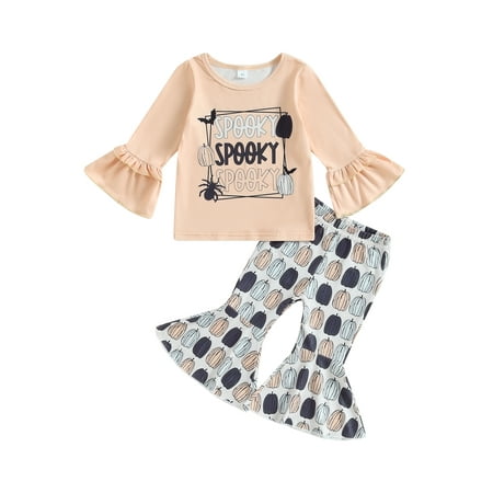 jaweiwi Toddler Kids Girl Fall Halloween Clothes Set 6M 12M 18M 24M 2T 3T 4T Letter Print Long Sleeve Crewneck T shirt Tops Pumpkin Pattern Flare Pants 2Pcs Outfit
jaweiwi Toddler Kids Girl Fall Halloween Clothes Set 6M 12M 18M 24M 2T 3T 4T Letter Print Long Sleeve Crewneck T shirt Tops Pumpkin Pattern Flare Pants 2Pcs Outfit