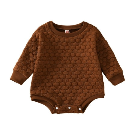 Boys Girls Long Sleeve Solid Pullover Romper Sweatshirt Bodysuits Clothes