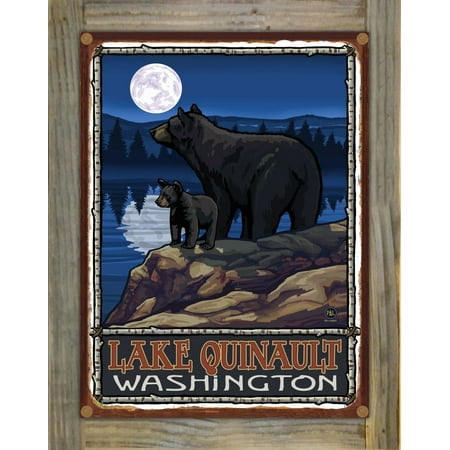 Lake Quinault Washington Bear Lake Moon Hills Rustic Metal Print on Reclaimed Barn Wood by Paul A. Lanquist (9" x 12")