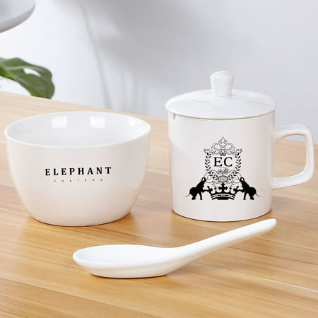 

Perfect White Porcelain Tea Set (4 Piece) | Loose Leaf Infuser & Strainer Cup Gongfu Tea Tasting Cup & Tea Spoon | Easy Hot Tea Brew | Handmade Estate Ceramic Teapot & Teacup Gift | Elephant Chateau