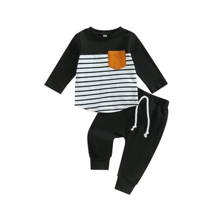 Toddler Baby Boy Fall Winter Outfit Stripe Long Sleeve Sweatshirt Top Solid Elastic Waist Pants Set 2Pcs Clothes Set
Toddler Baby Boy Fall Winter Outfit Stripe Long Sleeve Sweatshirt Top Solid Elastic Waist Pants Set 2Pcs Clothes Set