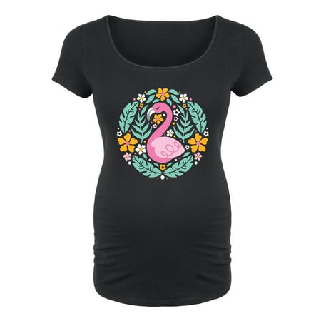 Bloom Maternity - Scandinavian Flamingo - Maternity Scoop Neck T-Shirt
