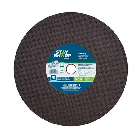 Stay Sharp 2141282 14 x 0.12 in. Thick Masonry Cutting Flat Wheel - Type 1 Professional Abrasive
Stay Sharp 2141282 14 x 0.12 in. Thick Masonry Cutting Flat Wheel - Type 1 Professional Abrasive