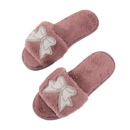 Chiccall Fuzzy Faux Fur Slide Slippers Bow Knot Memory Foam Cozy Flat Spa Sandals Comfy Open Toe Slip On House Shoes Indoor Outdoor House Slippers for Women and Girls on Clearance
Chiccall Fuzzy Faux Fur Slide Slippers Bow Knot Memory Foam Cozy Flat Spa Sandals Comfy Open Toe Slip On House Shoes Indoor Outdoor House Slippers for Women and Girls on Clearance