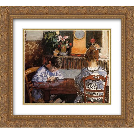 Alfred Sisley 2x Matted 22x20 Gold Ornate Framed Art Print 'The Lesson'