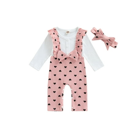 Newborn Girl Romper Outfits Long Sleeve Heart Printed Patchwork Round Neck Romper + Cute Headband Set
Newborn Girl Romper Outfits Long Sleeve Heart Printed Patchwork Round Neck Romper + Cute Headband Set