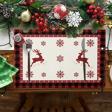 Christmas Snowflakes and Red Christmas Balls Cotton Linen Table Mats Heat Insulation Non-Slip Waterproof Table Placemats for Dining Kitchen Table
Christmas Snowflakes and Red Christmas Balls Cotton Linen Table Mats Heat Insulation Non-Slip Waterproof Table Placemats for Dining Kitchen Table