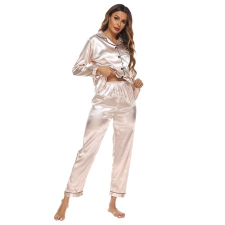 Spdoo Silk Satin Pajamas Loungewear Womens Two-Piece Sleepwear Button-Down Pj Set Khaki XL
Spdoo Silk Satin Pajamas Loungewear Womens Two-Piece Sleepwear Button-Down Pj Set Khaki XL