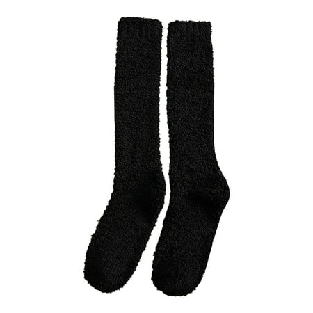 

Yinguo Winter Women Coral Socks Middle Tube Sleeping Home Solid Calf Socks