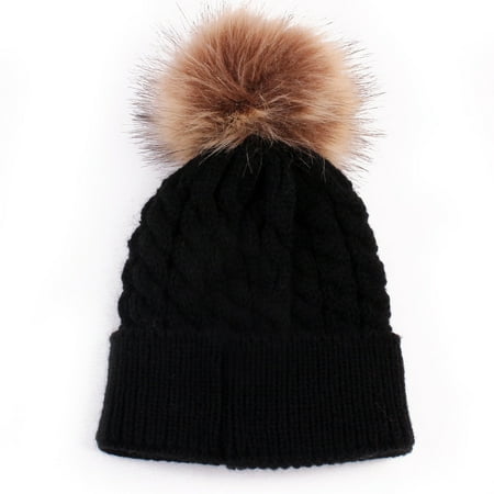 Relanfenk Baby Hats Cute Winter Kids Knitted Wool Hemming Hat