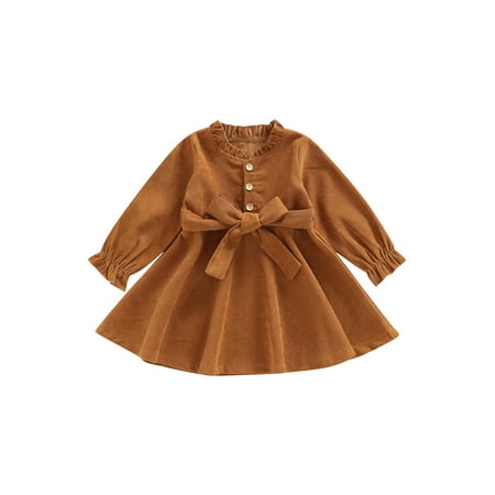 Imcute Toddler Baby Girls Corduroy Dress Long Sleeve Turn-Down Collar Button Down Dress Fall Winter Outfit Brown 4-5 Years
Imcute Toddler Baby Girls Corduroy Dress Long Sleeve Turn-Down Collar Button Down Dress Fall Winter Outfit Brown 4-5 Years